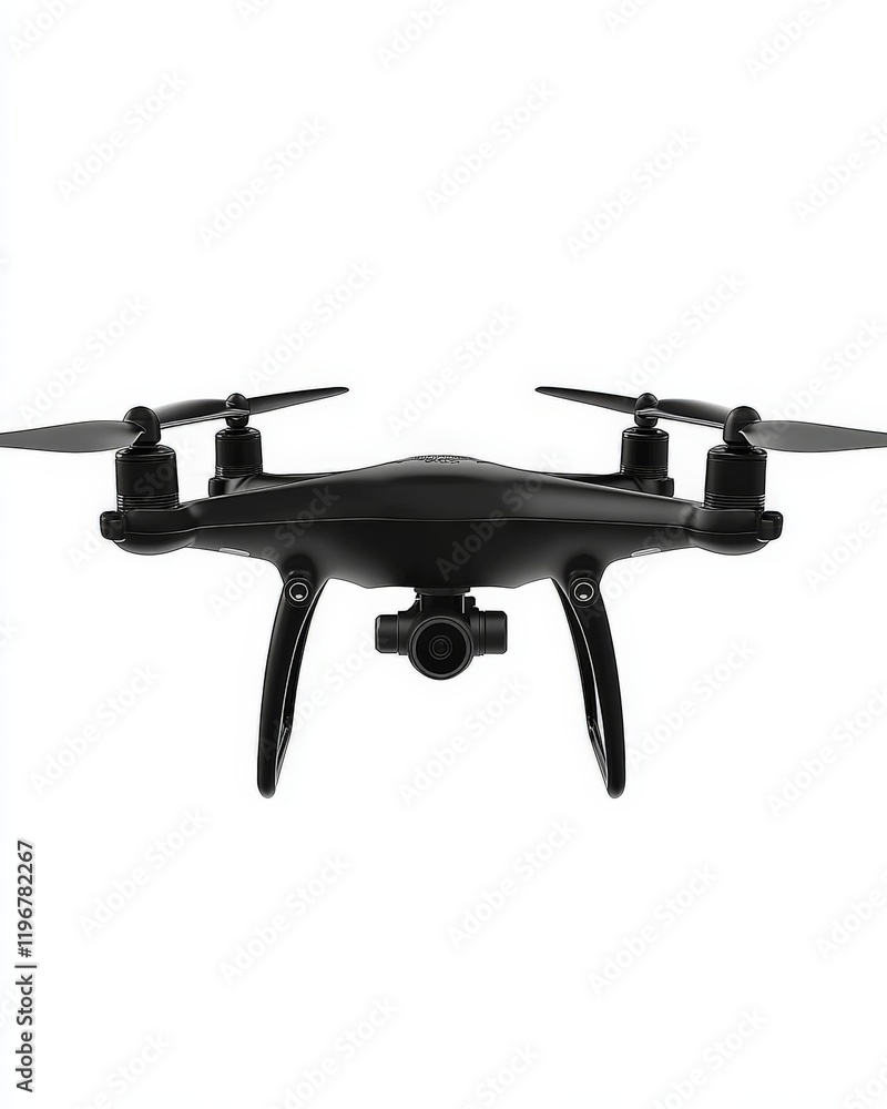 Sleek black drone in minimalistic design hovering in the air symbolizing cutting edge surveillance and advanced technology for modern aerial applications Sleek black drone in minimalistic design hovering in the air symbolizing cutting edge surveillance and advanced technology for modern aerial applications