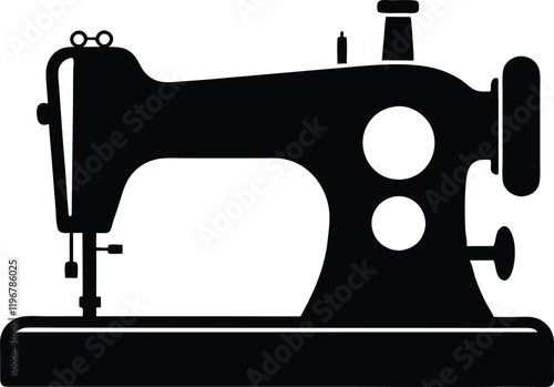 Sewing machine silhouette vector, sewing machine icon vector