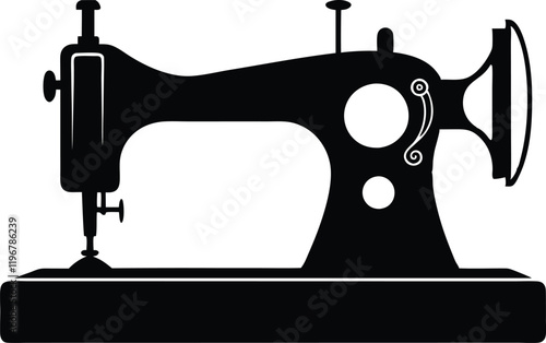 Sewing machine silhouette vector, sewing machine icon vector