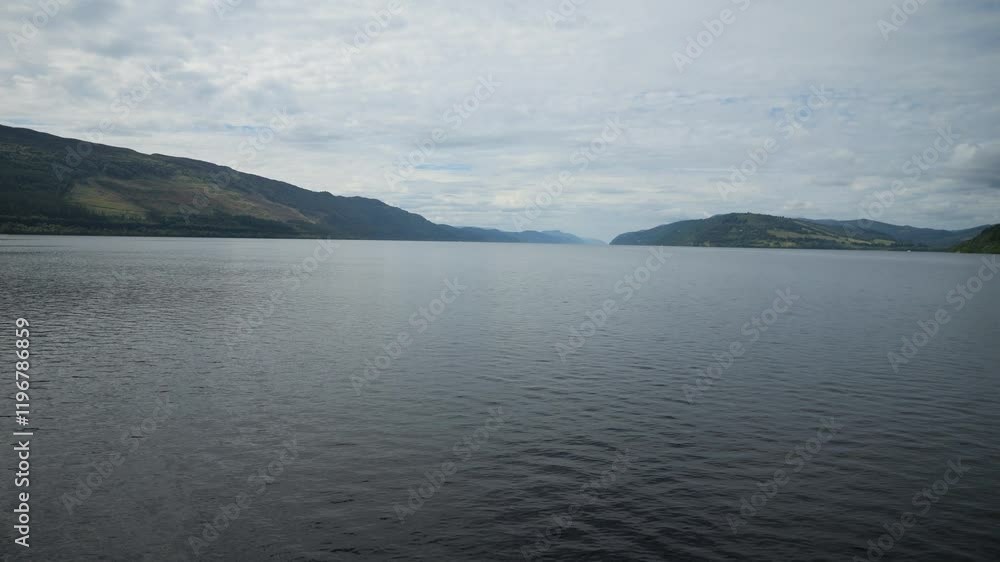 A tranquil view of Scotland's Loch, surrounded by rolling hills and calm waters A tranquil view of Scotland's Loch, surrounded by rolling hills and calm waters