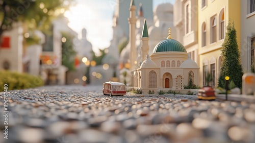 Miniature mosque with copy space