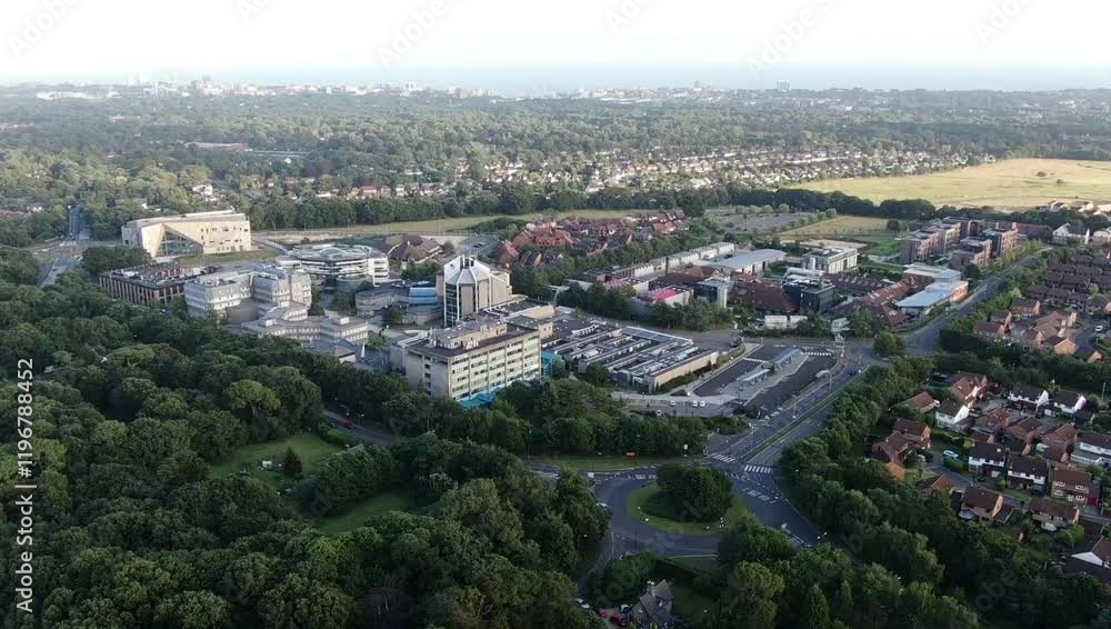 aerial film video clip above the main Bournemouth University campus in Bournemouth Dorset UK aerial film video clip above the main Bournemouth University campus in Bournemouth Dorset UK