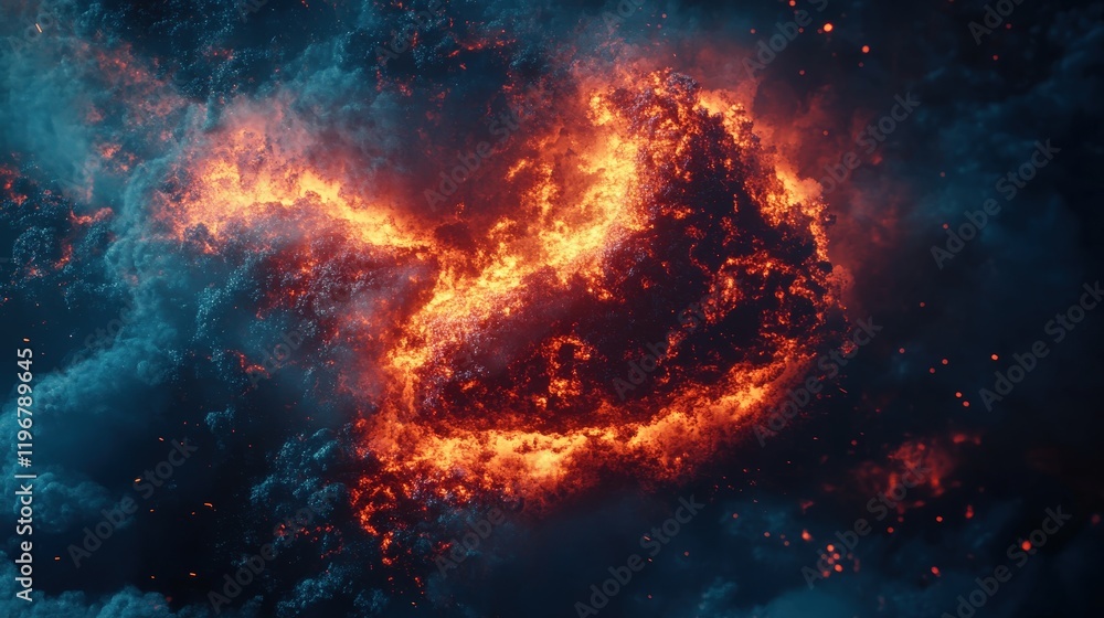 A fractal fire design with dynamic glowing embers and swirls A fractal fire design with dynamic glowing embers and swirls