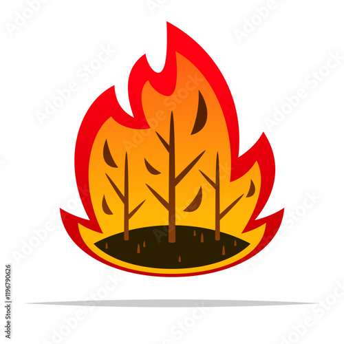Wildfire forest fire vector isolated illustration