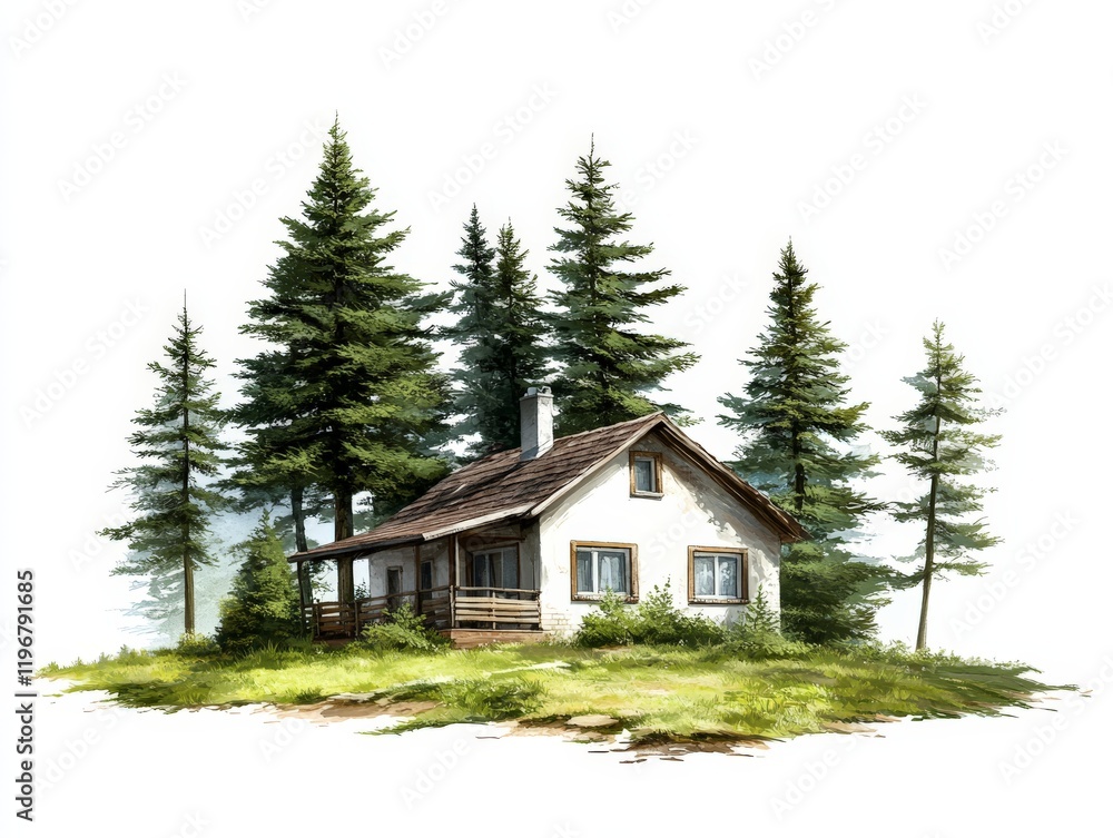 Rustic wooden cabin nestled amidst towering pine trees in a serene forest clearing offering a tranquil escape surrounded by natural greenery and solitude Rustic wooden cabin nestled amidst towering pine trees in a serene forest clearing offering a tranquil escape surrounded by natural greenery and solitude