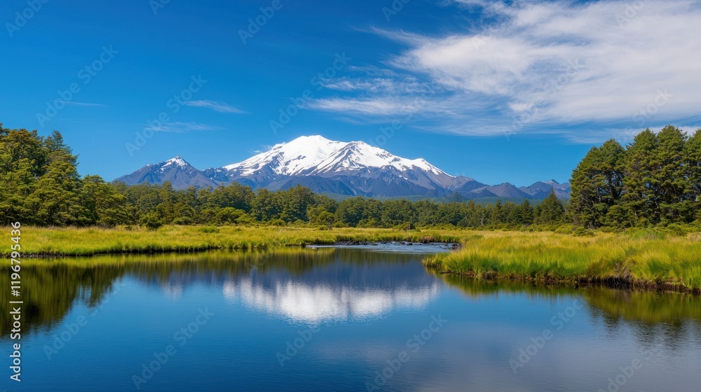 Snowcapped Mountain Reflected in Calm Lake