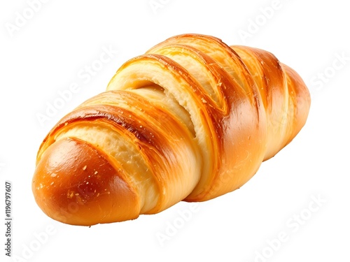 Appetizing fresh French Pain aux Fougasse bread isolated on a white background. photo