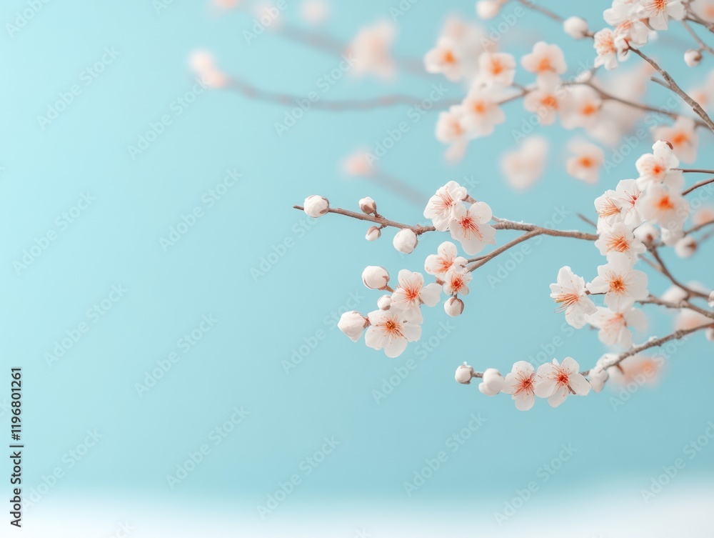 Dreamy Cherry Blossom Imagery Soft-Focus Florals Against Pastel Blue - Seasonal Marketing Visuals for Romantic Branding and Eco-Friendly Design Applications Dreamy Cherry Blossom Imagery Soft-Focus Florals Against Pastel Blue - Seasonal Marketing Visuals for Romantic Branding and Eco-Friendly Design Applications