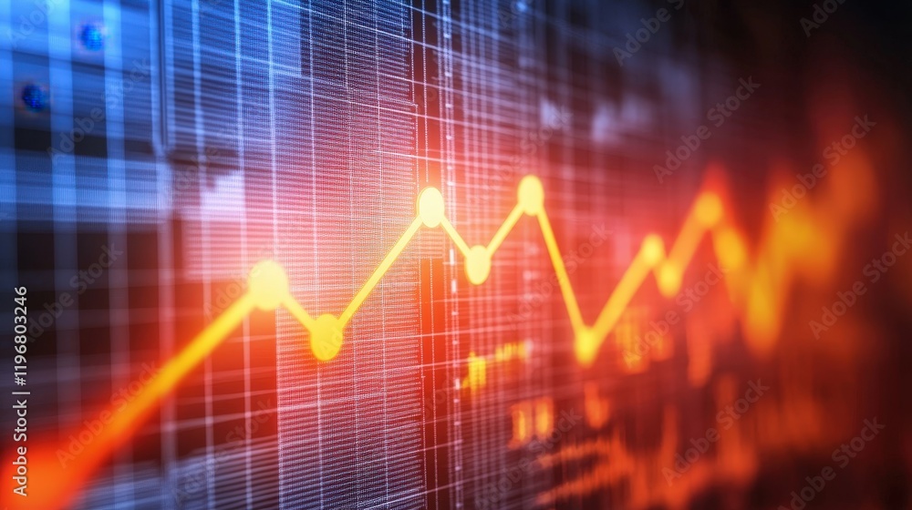 A graph with a rising line showing a business financial growth A graph with a rising line showing a business financial growth
