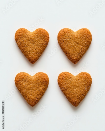 Wallpaper Mural Heartshaped cookies display minimalist background food clean aesthetic top-down perspective baking concept Torontodigital.ca