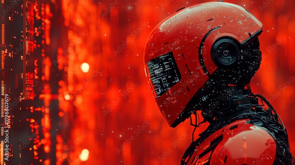 Red Cyborg futuristic vision technology AI robot Red Cyborg futuristic vision technology AI robot