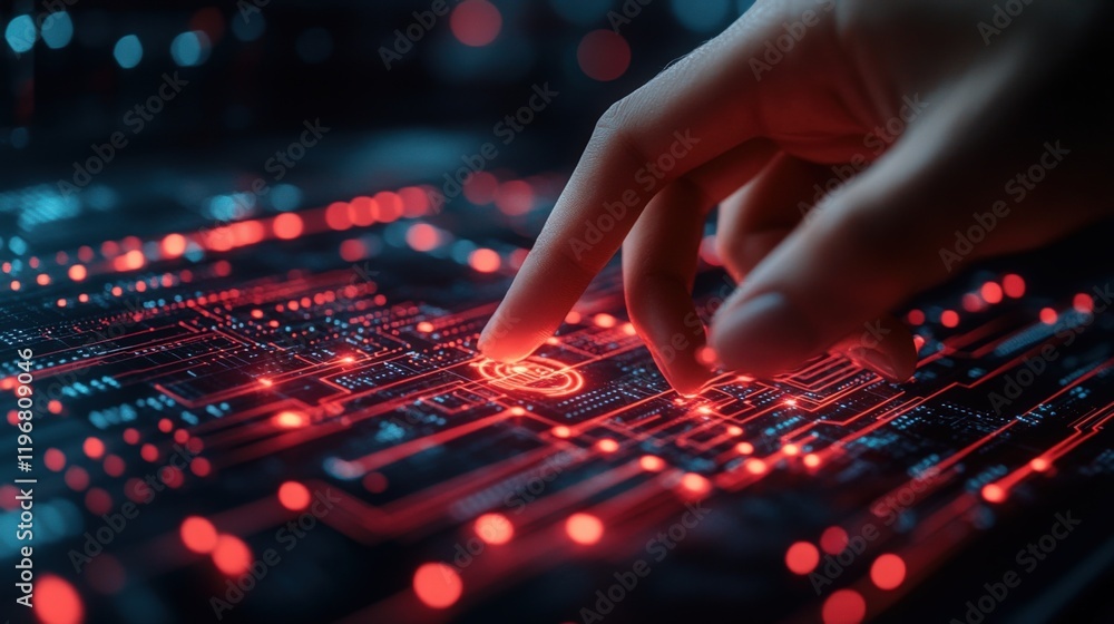 Naklejka premium Digital Interface Touch Control Data Cyber Circuit