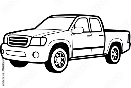 Modern Pickup Truck Line Drawing