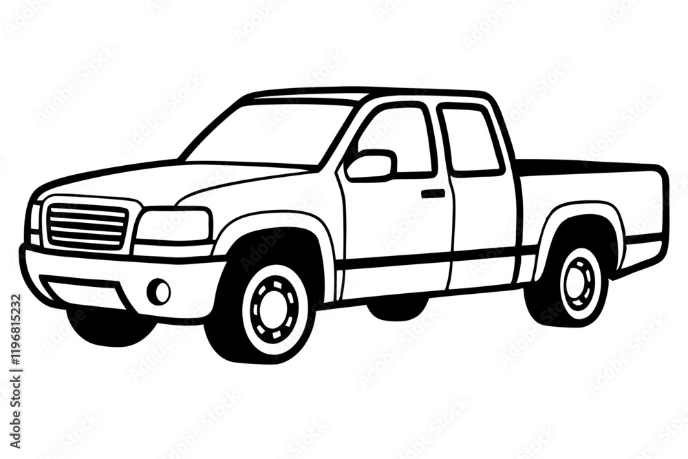 Modern Pickup Truck Line Drawing Modern Pickup Truck Line Drawing