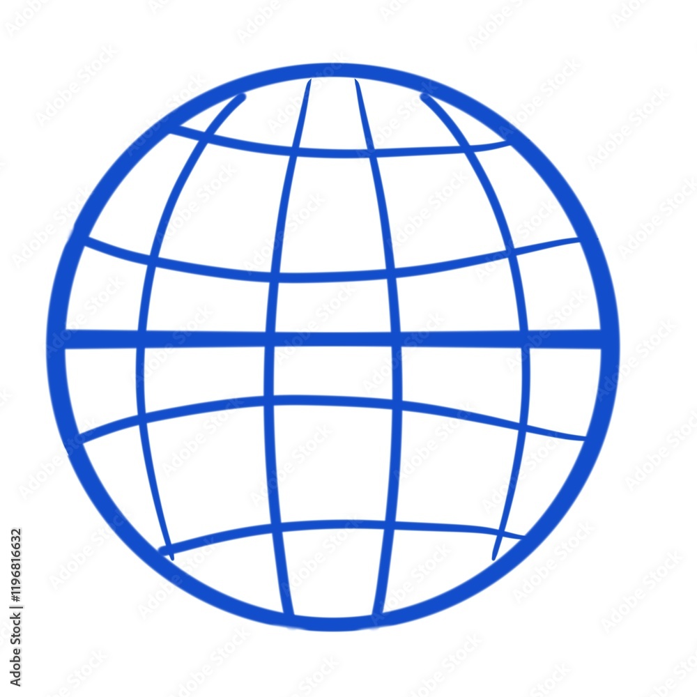 Schematic image of a globe with a geographical coordinate grid in blue. abstract image of the earth. Schematic image of a globe with a geographical coordinate grid in blue. abstract image of the earth.