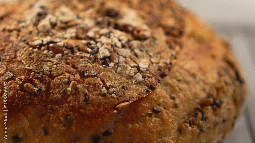 Fototapeta premium Fresh homemade bread with seeds