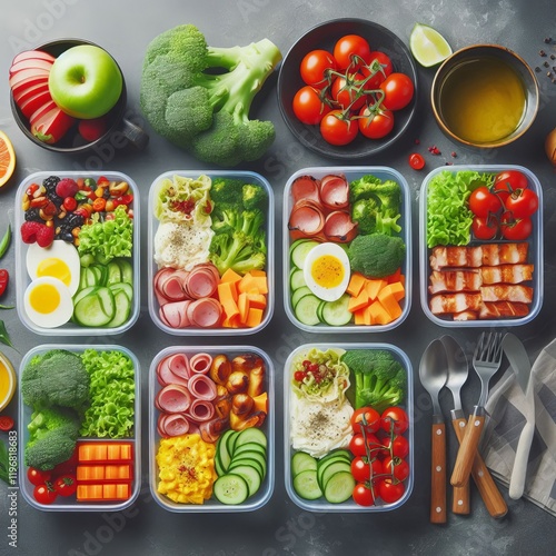 Healthy meal prep containers photo