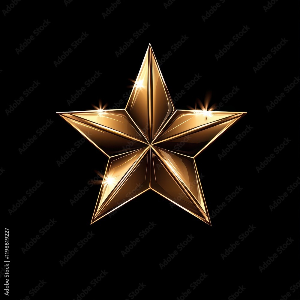 Symbol of excellence with a smooth-edged five-pointed star glowing in golden hues against a black background for design and artistic purposes Symbol of excellence with a smooth-edged five-pointed star glowing in golden hues against a black background for design and artistic purposes