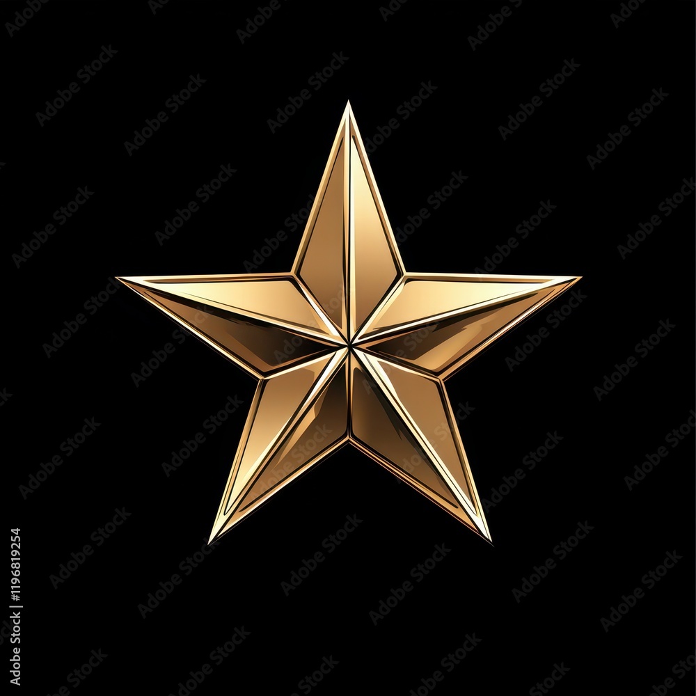 Five-pointed star featuring smooth edges and a shiny gold finish isolated against a solid black background, creating a striking visual contrast for design elements Five-pointed star featuring smooth edges and a shiny gold finish isolated against a solid black background, creating a striking visual contrast for design elements