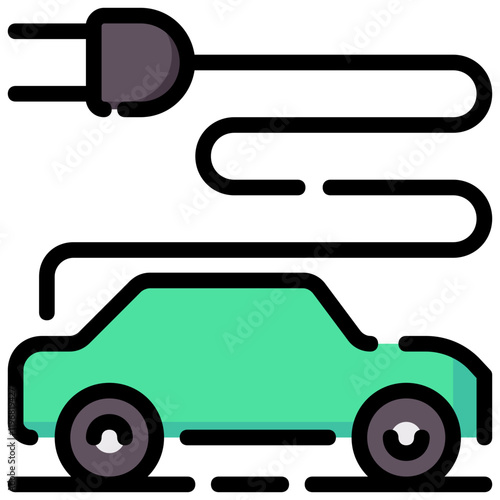 electric car vector filled outline icon