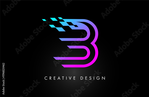 B Racing Style letter Logo design icon Vector