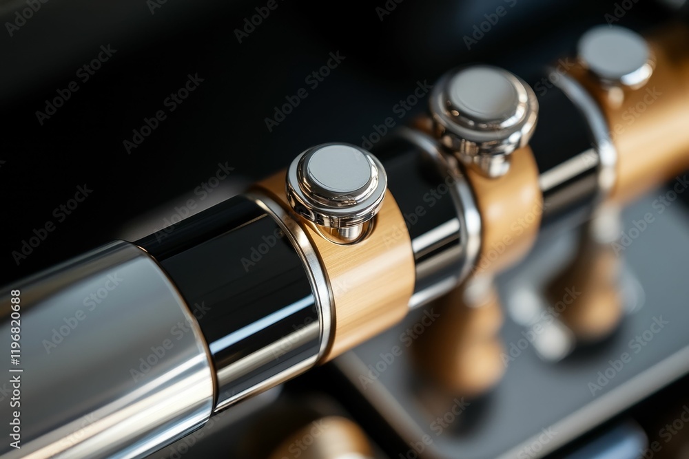 Metallic cylindrical object with multiple buttons. Metallic cylindrical object with multiple buttons.