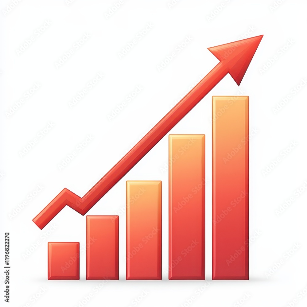The upward-pointing arrow in this minimalist bar graph represents significant growth, effectively highlighting positive trends in a visually appealing manner The upward-pointing arrow in this minimalist bar graph represents significant growth, effectively highlighting positive trends in a visually appealing manner