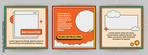 Unique Retro Editable Social Media banner template. Anyone can use this easy design promotion for social media. Modern elegant sales, discount promotions, Introducing new products, New Look - Vector