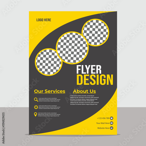 Construction advertising Flyer design yellow color.