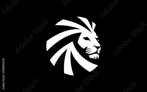 lion head logo vector illustration, lion circle logo template