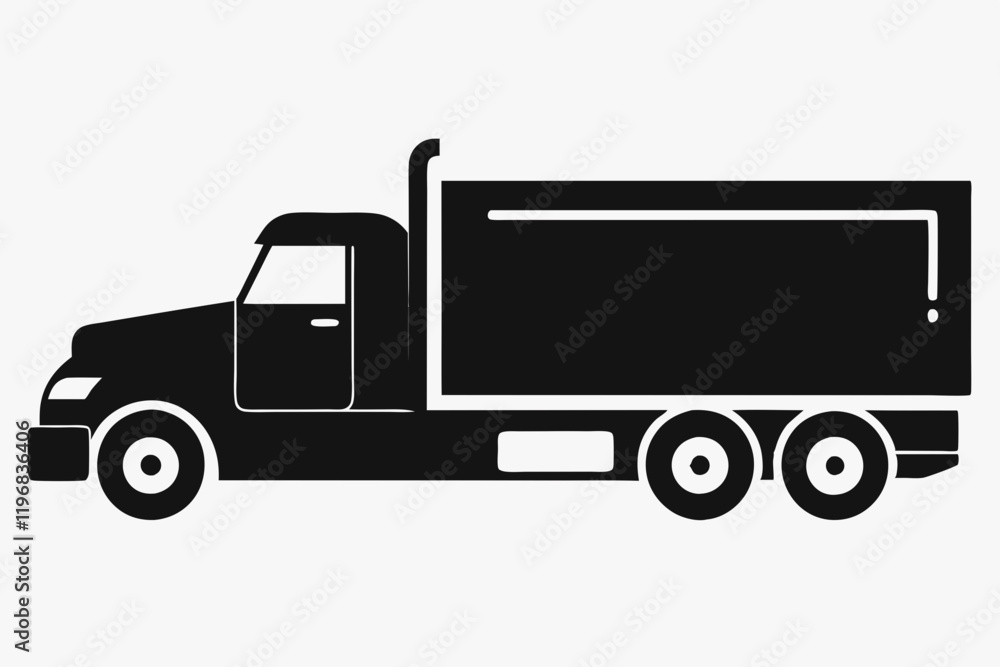 Minimalist Semi-Truck Vector Line Art Minimalist Semi-Truck Vector Line Art