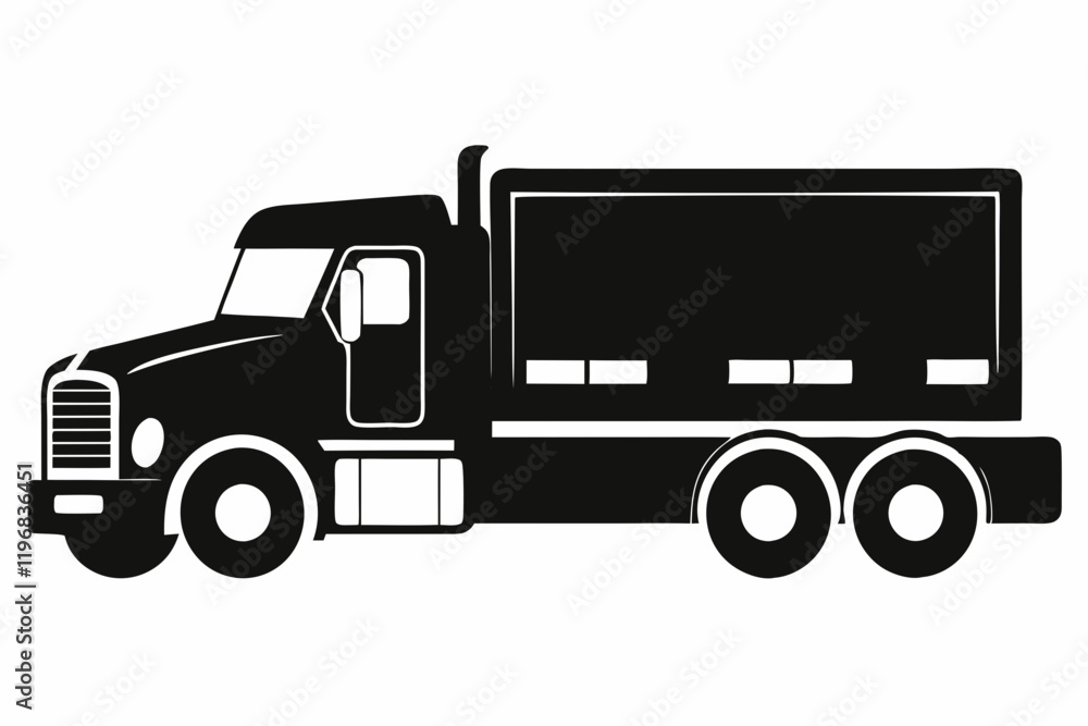 Minimalist Semi-Truck Vector Line Art Minimalist Semi-Truck Vector Line Art