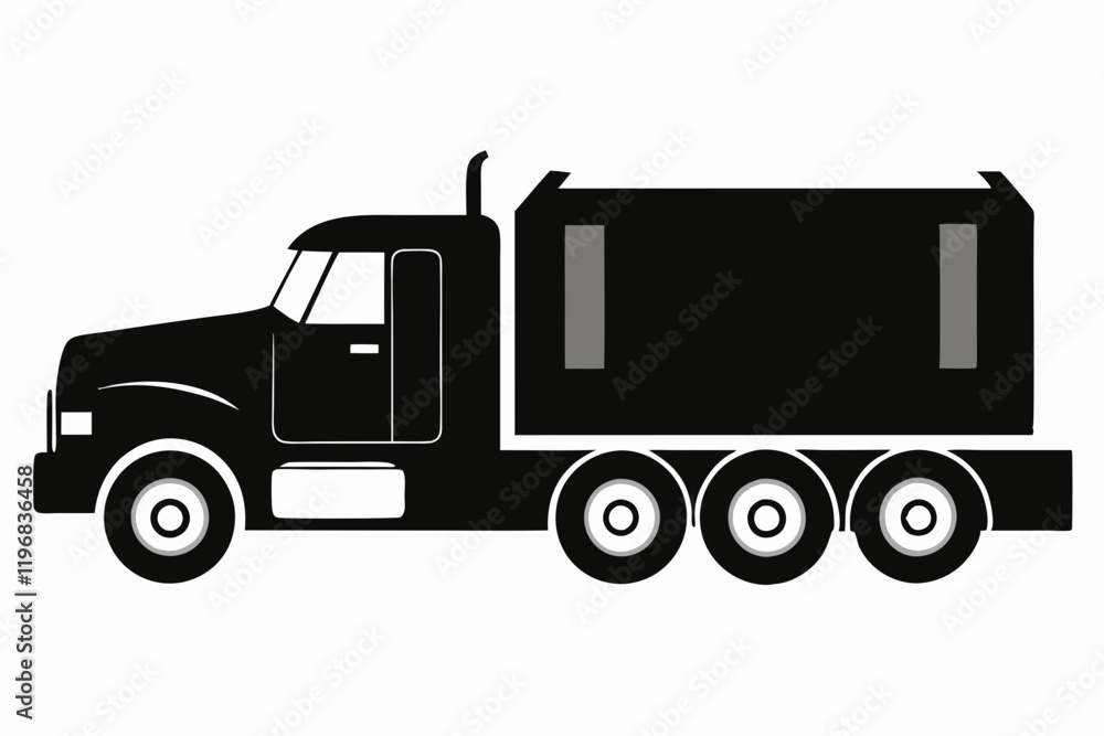 Minimalist Semi-Truck Vector Line Art Minimalist Semi-Truck Vector Line Art
