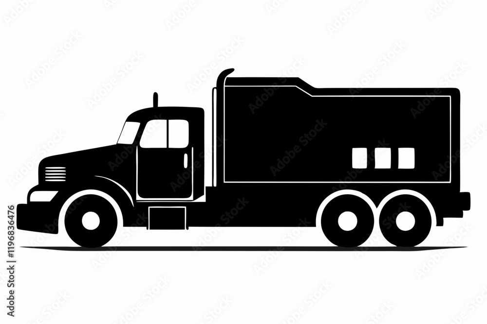 Minimalist Semi-Truck Vector Line Art Minimalist Semi-Truck Vector Line Art