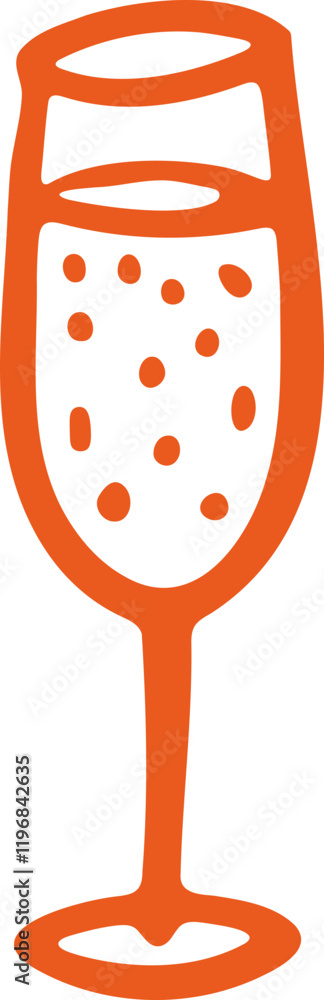 A hand drawn illustration of a glass of champagne