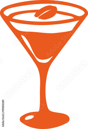 A hand drawn illustration of a cocktail glass of espresso martini