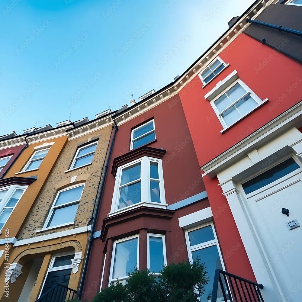Colorful terraced houses under a blue sky. (5) Colorful terraced houses under a blue sky. (5)