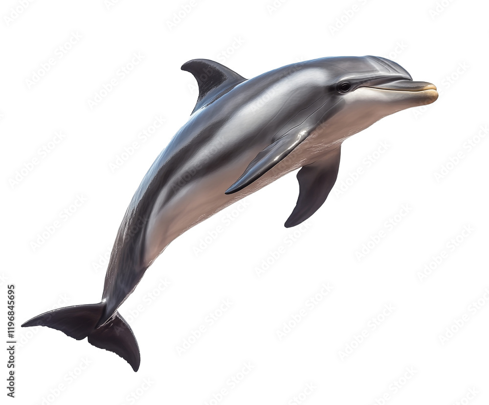 Obraz premium Majestic Dolphin Leaping in the Ocean's Embrace , isolated on white background PNG