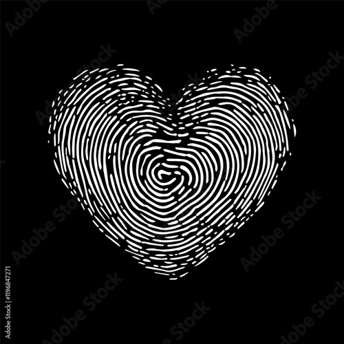 fingerprint heart isolated on white