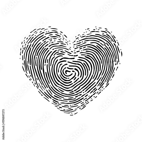 fingerprint heart isolated on white