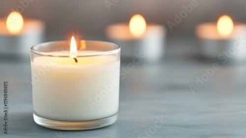 Candle burning for all saints day church interior closeup photography spiritual atmosphere serene viewpoint photo