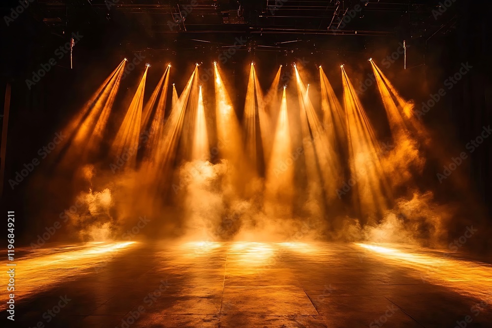 Fototapeta premium Amber Stage Lighting and Smoke