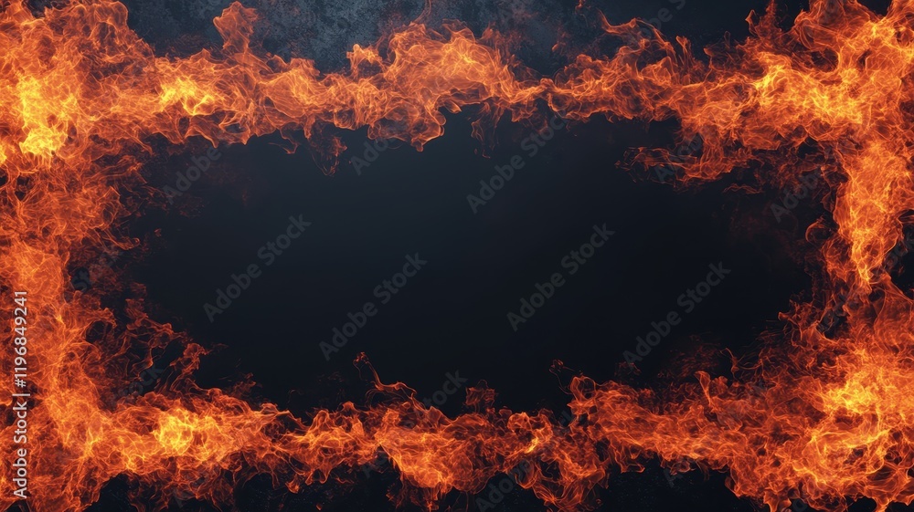 Fiery border frame design with glowing effect on standard background for graphic projects Fiery border frame design with glowing effect on standard background for graphic projects