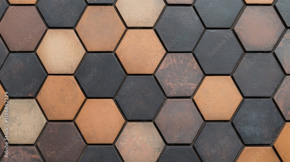 A pattern of hexagons in various colors A pattern of hexagons in various colors
