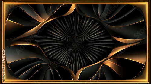 Wallpaper Mural Abstract Golden and Black Swirls: A Luxurious Digital Artwork Torontodigital.ca