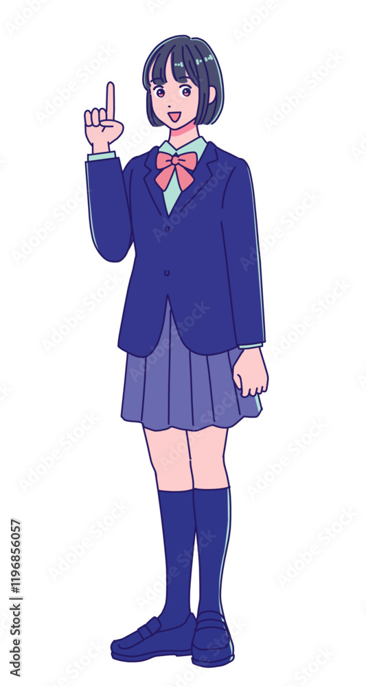 学校の制服を着たアニメ調の女子生徒 学校の制服を着たアニメ調の女子生徒