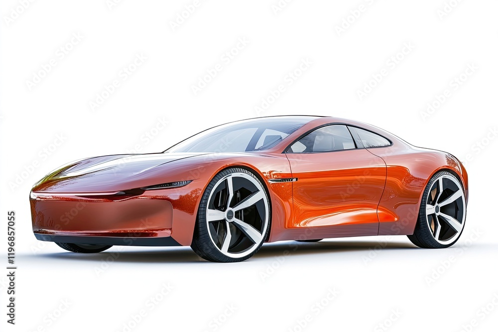 Fototapeta premium Electric car isolated on white background