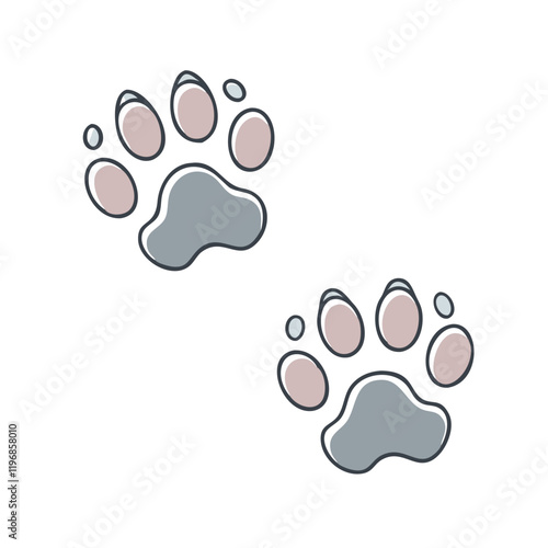footprint with paw prints dog walk icon, footprint with paw prints dog walk vector, 