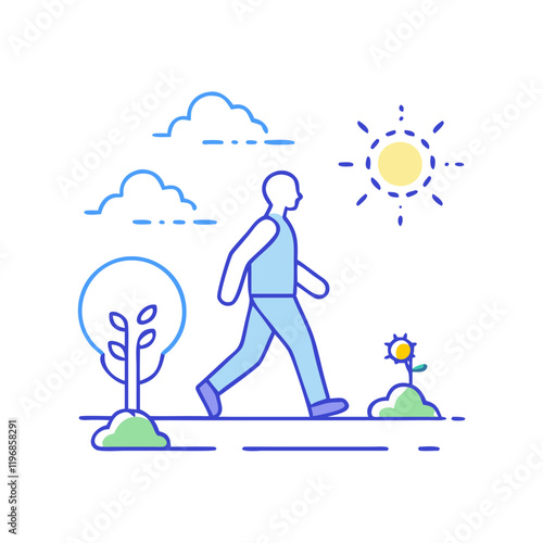 morning walk vector icon, morning walk vector illustration-simple illustration of morning walk, perfect for morning walk logos and icons and themed design  photo