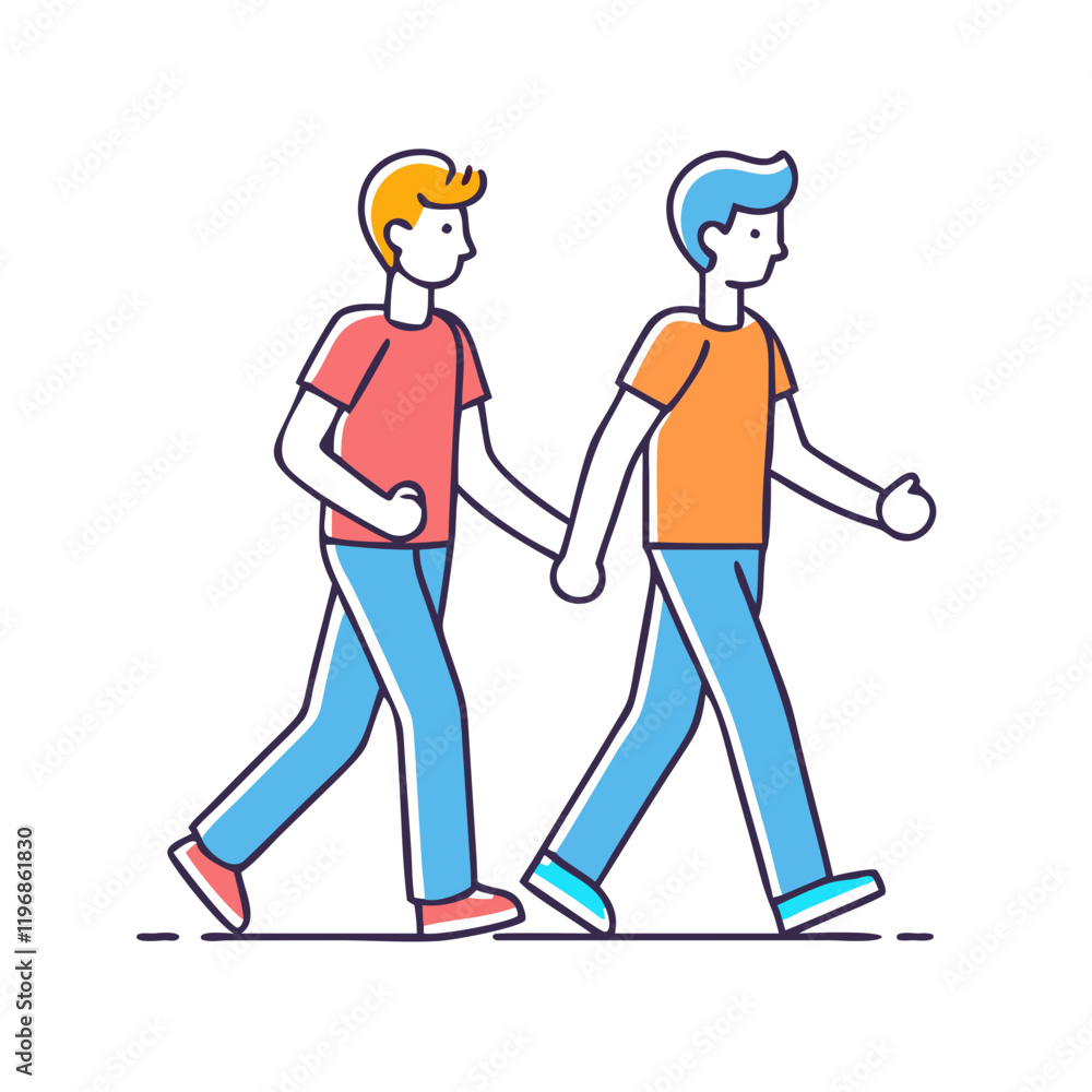 walking with a friend vector icon, walking with a friend vector illustration-simple illustration of walking with a friend, perfect for walking with a friend logos and icons and themed design 